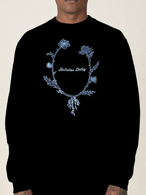 L/S WREATH T-SHIRT  - BLACK